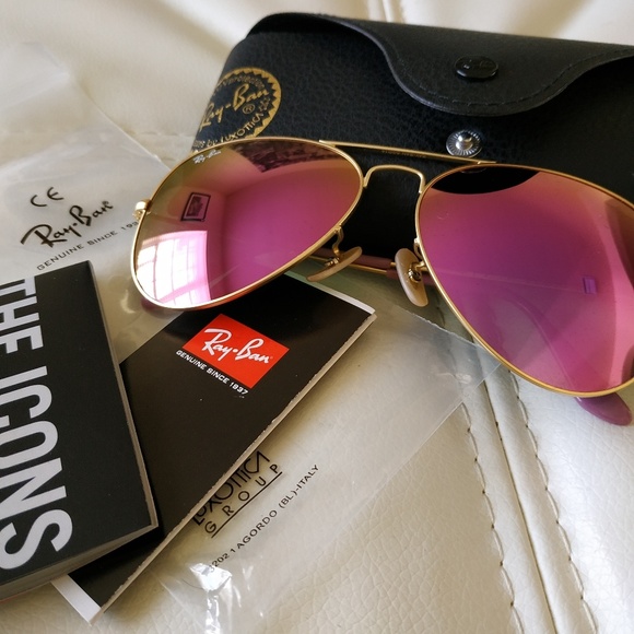 Ray-Ban Accessories - 💯,%Genuine  Ray ban aviators sunglasses pink 58mm